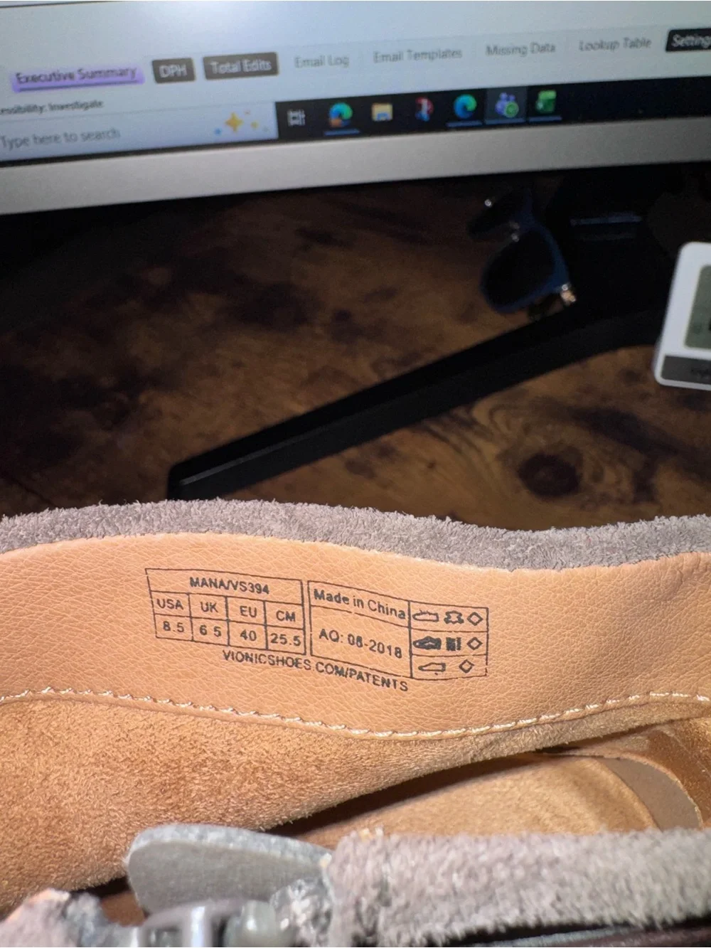Vionic Tan Suede Ankle Boots with Dark Brown Straps
